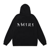 Amiri Hoodie 2024Autumn and Winter New OW Seaweed Letter Print Pattern Hooded Sweater for Men and Women