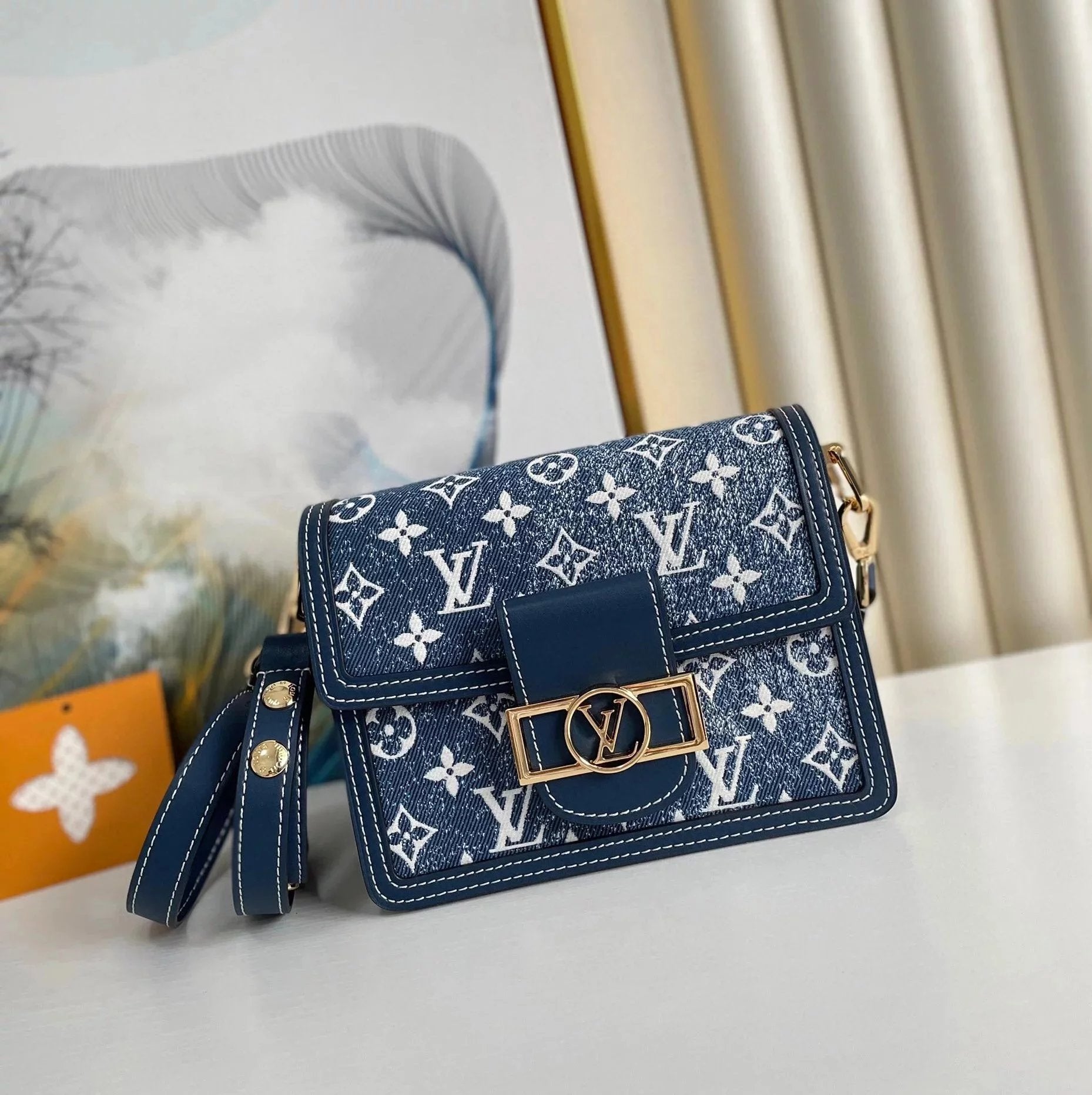 Louis Vuitton LV Women's Bag Top version New Original Denim Blue Daphne Series New Tote Bag Commuter Bag Shoulder Bag Messenger Bag Women's Bag Chain Bag M59716M59631