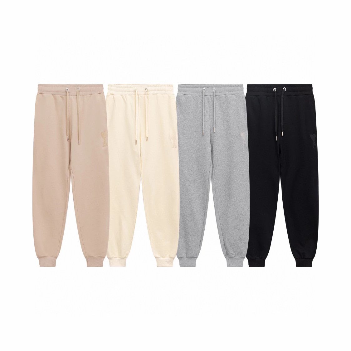 Ami Sweatpants Top Version Embroidered Ankle-Tied Men's and Women's Same Casual Sports Trousers Pants