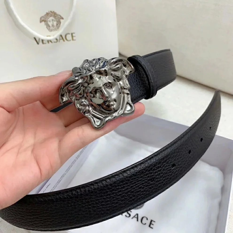 VERSACE Belt Top version New Belt First Layer Calfskin Belt