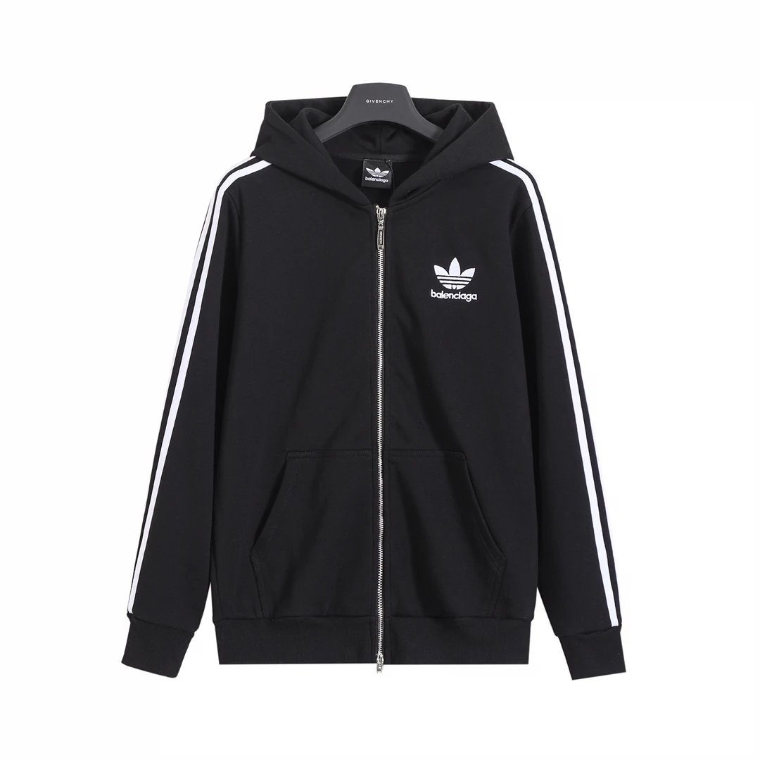 Balenciaga Hoodie Collaboration Hooded Zip-Up Sweatshirt Jacket Hoodie Jacket Unisex Sports Casual Loose Fit Versatile