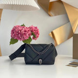 BVLGARI Bag Top version 【Original Leather High Version】New SerpentiCabochon Quilted Calfskin BVLGARI Women's Leather Bag Bag Decorated with a Snake's Head Thick Chain Handbag Crossbody Bag Shoulder Bag Flap Bag Enamel Buckle Snake Head Flap Bag Small Size