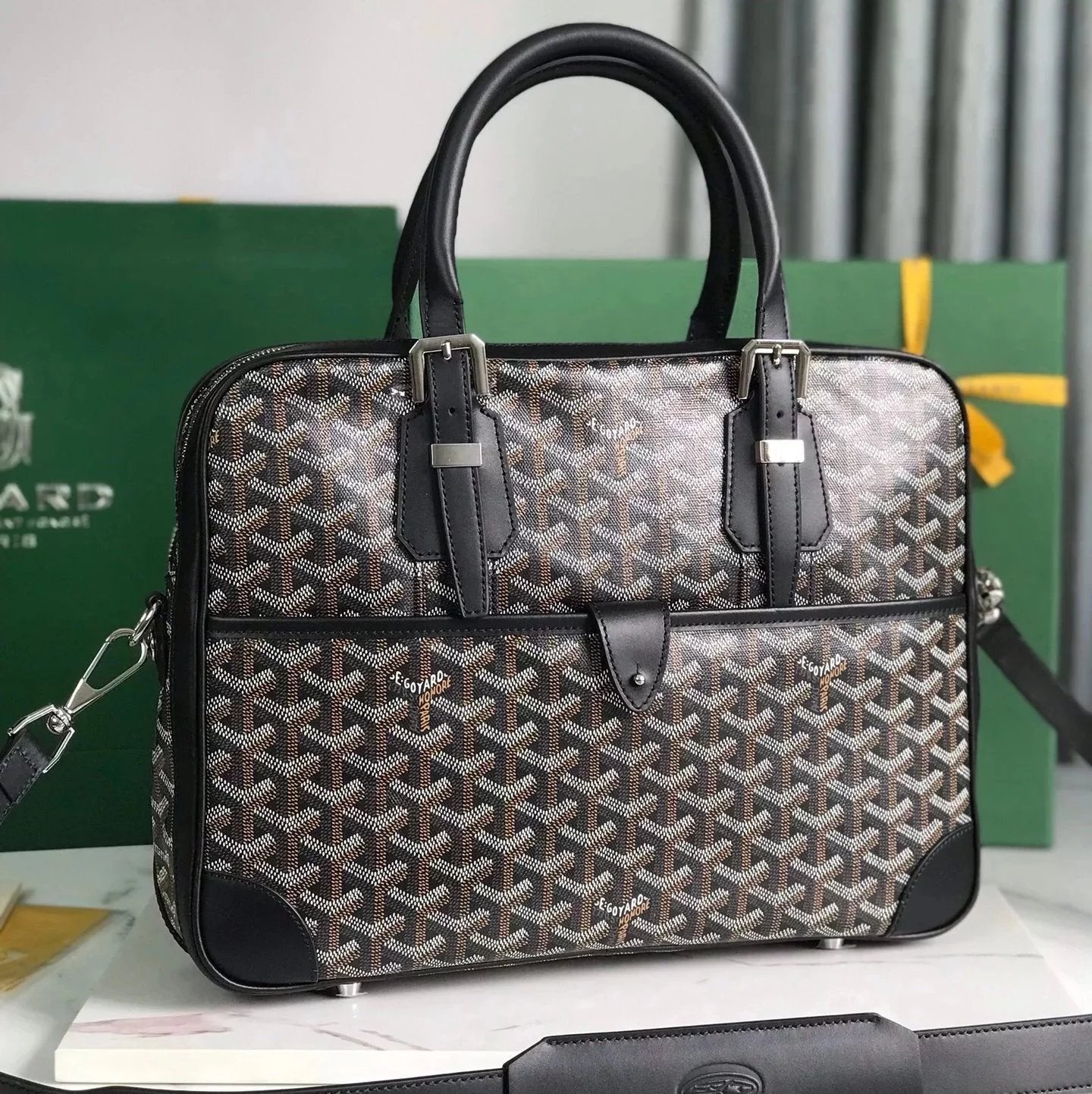 Goyard Bag Top version 【Original Leather Surrogate Shopping Edition】New Product Ambassadmessagebag Small Size Briefcase Men's Handbag Tote Bag Briefcase Business Trip File Bag Men's Bag New Men's Business Casual Briefcase Computer Bag