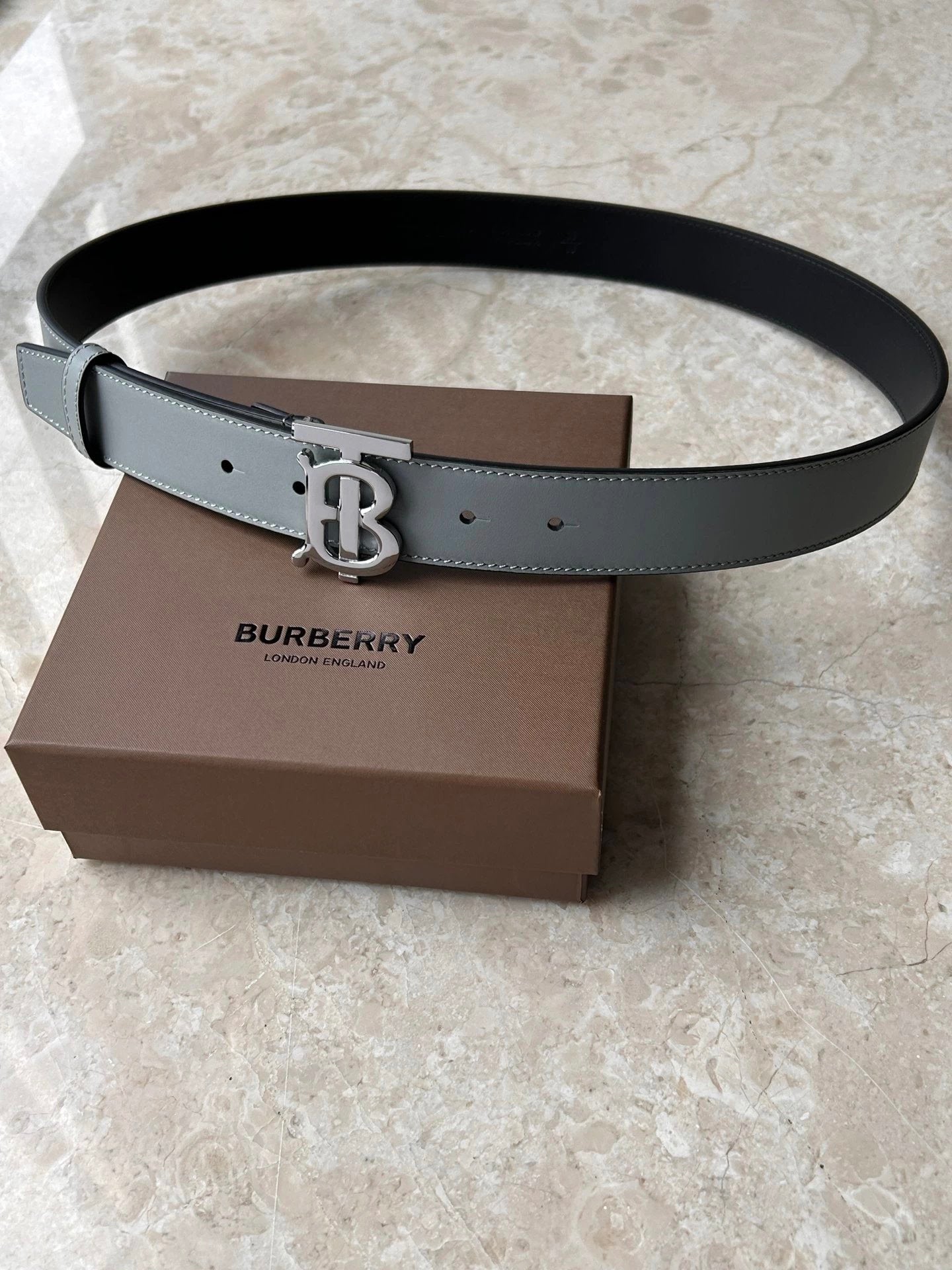Burberry Belt Top version 【Original Custom】Original New Men's Leather Belt Width3.5cm Double-Sided Imported First Layer Calfskin Full Grain Leather Genuine Goods Quality Original Letter Rotating Buckle Counter Full Set Gift Box Packaging B Home Belt