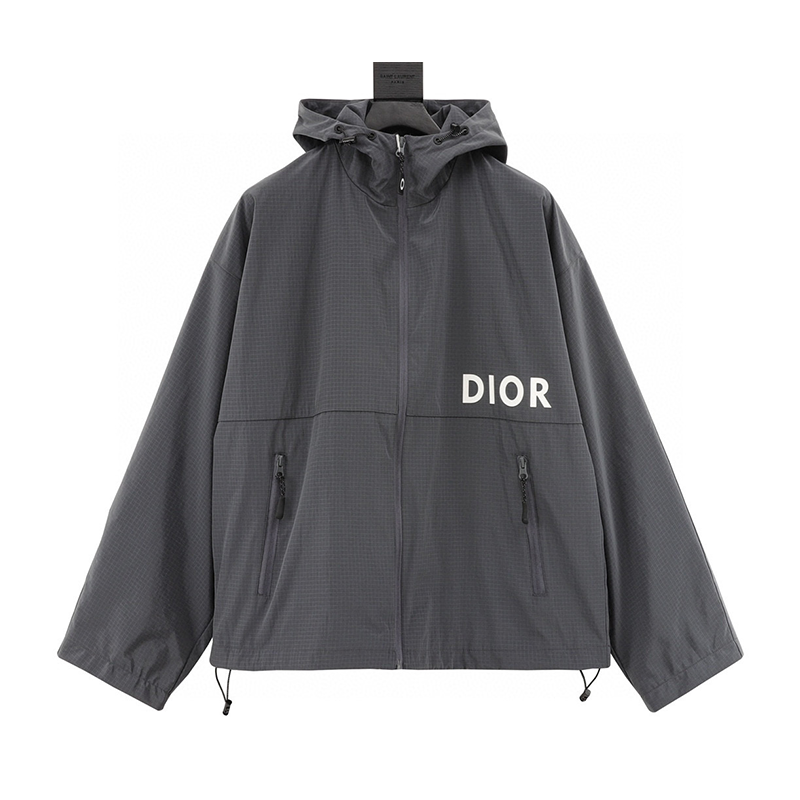 Dior Jackets Letter Printing Hooded Trench Coat Coat Same Style for Men and Women