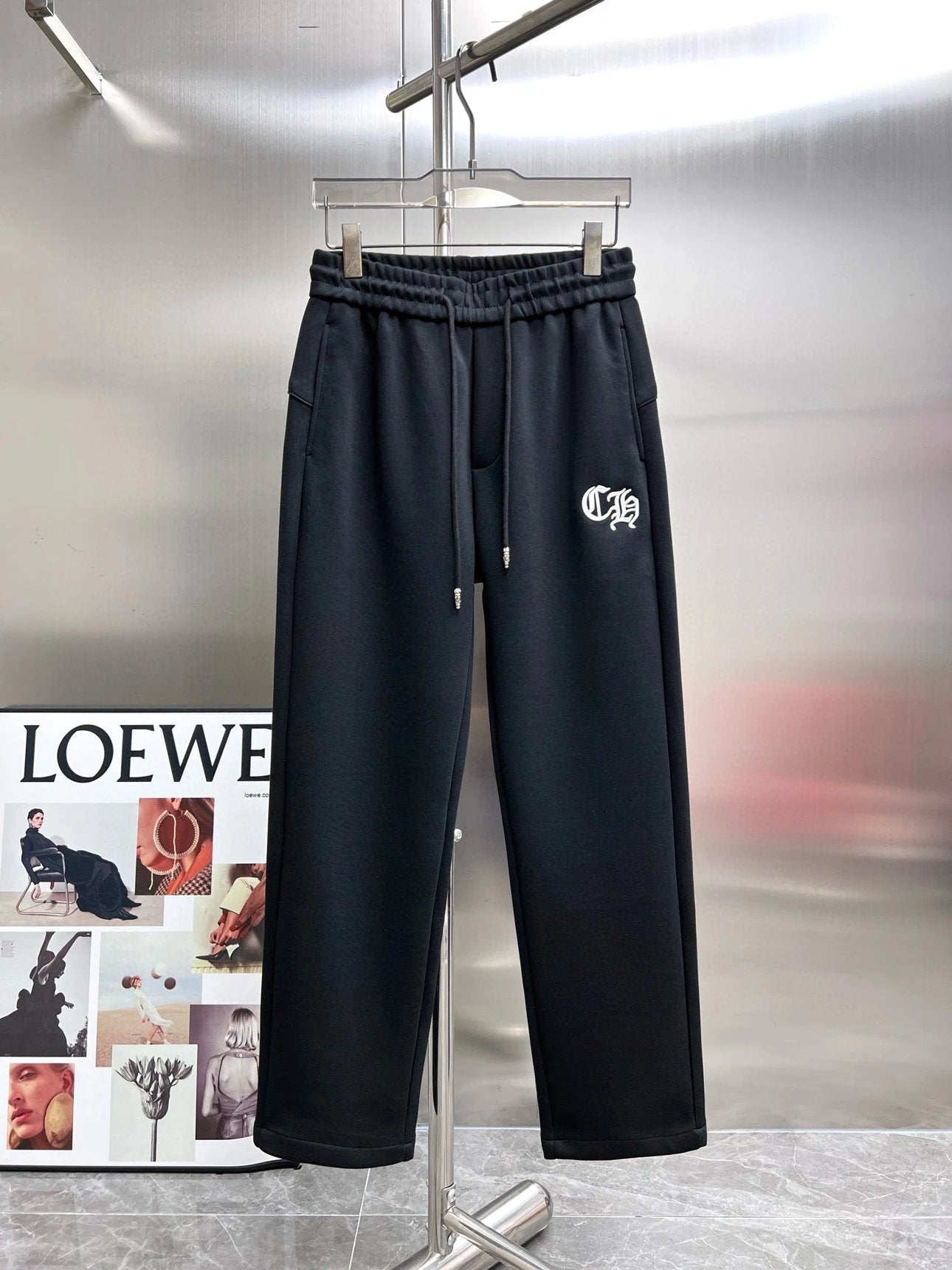 Chrome Hearts Sweatpants Top Version Counter Same Style Pure Cotton Spring and Autumn Pants Men's Casual Sweatpants Loose Track Pants Fashionable Trousers