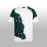 Louis Vuitton LV T-shirt Full-body Green Spray Paint Old Flower logo round Neck Short Sleeve25ss New pure cotton T Unisex T-Shirt OS Drop Shoulder Loose Fit Base Shirt Top T-Shirt Short Sleeve