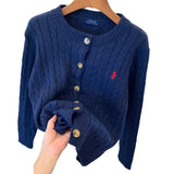 Ralph Lauren Sweater Cardigan Women's Long-Sleeved Knitted round Neck Twisted Sweater Autumn and Winter Casual polo Coat