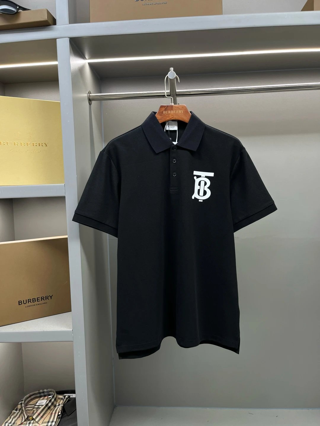 Burberry T-shirt Three-dimensional Chest TB Logo logo Printing POLO Shirt Lapel Short Sleeve25ss New Unisex Summer Loose Short Sleeve T Business Commuter Short Sleeve Shirt Plus Size T-Shirt