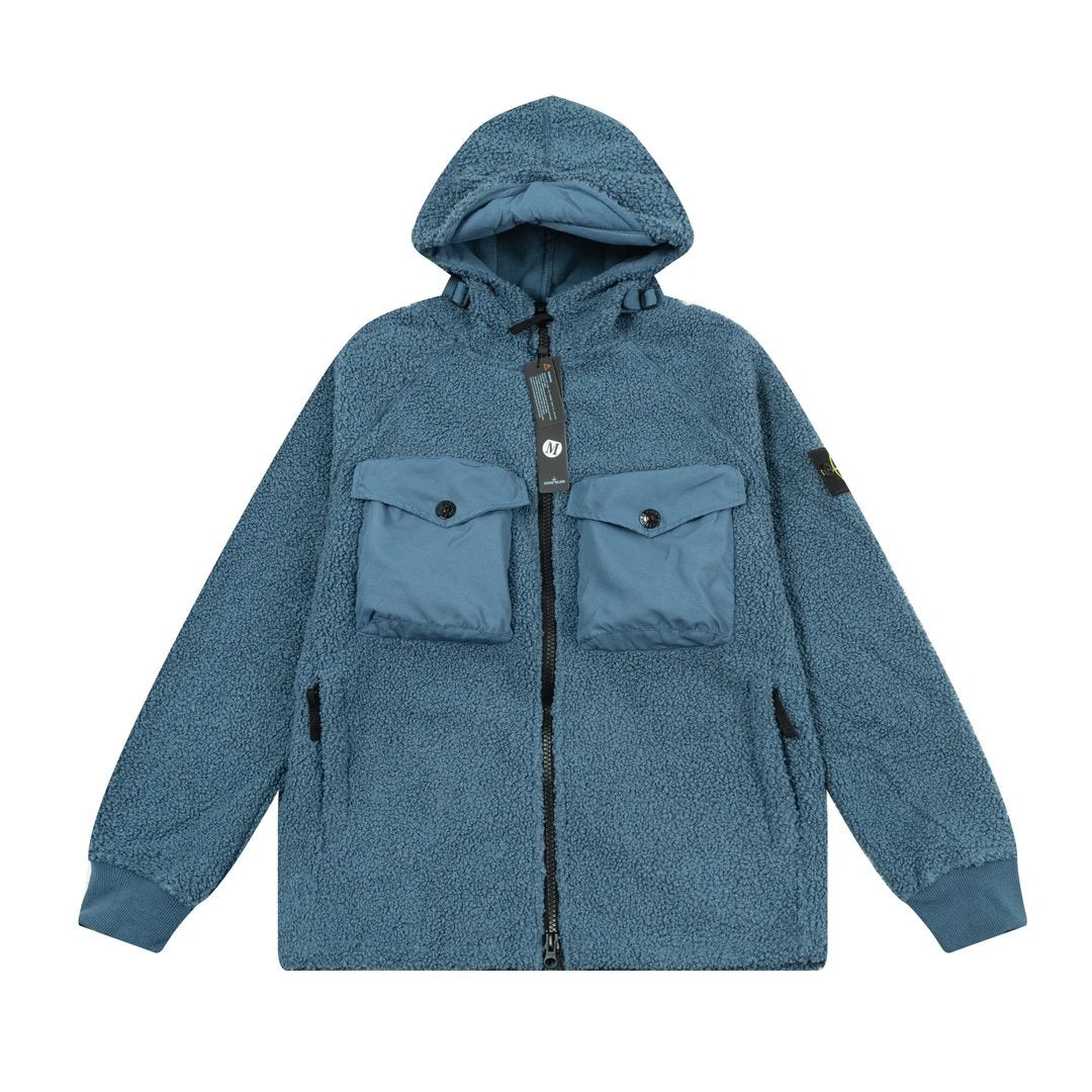 Stone Island Jackets Coats 2024New Lamb Wool Men's and Women's Couple Hooded Cotton Coat Jacket Coat