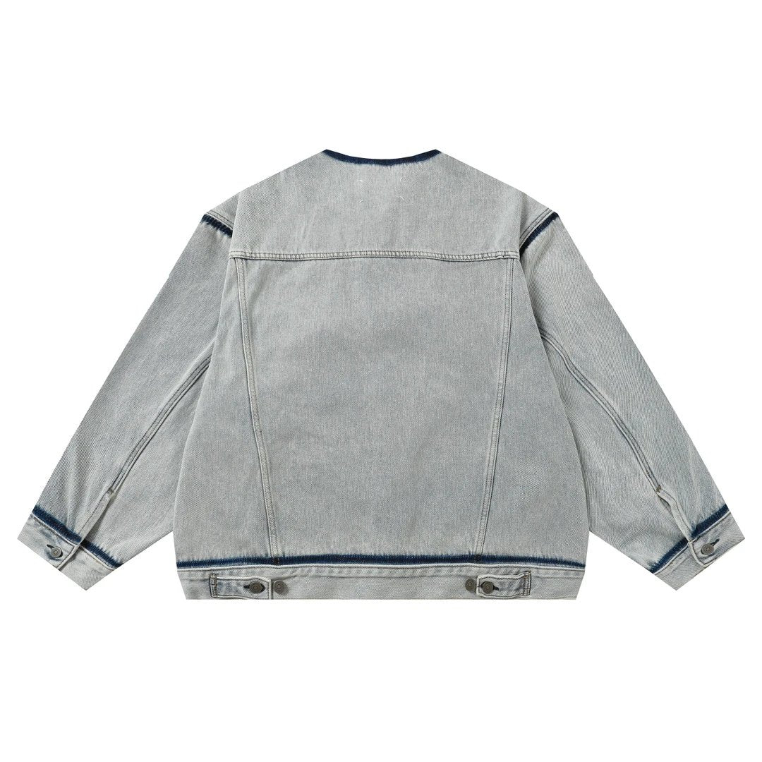 Maison Margiela Jackets Heavy Wash Ice Blue Craft Denim Jacket Coat Warm Effect Simple Versatile Loose Fit Unisex