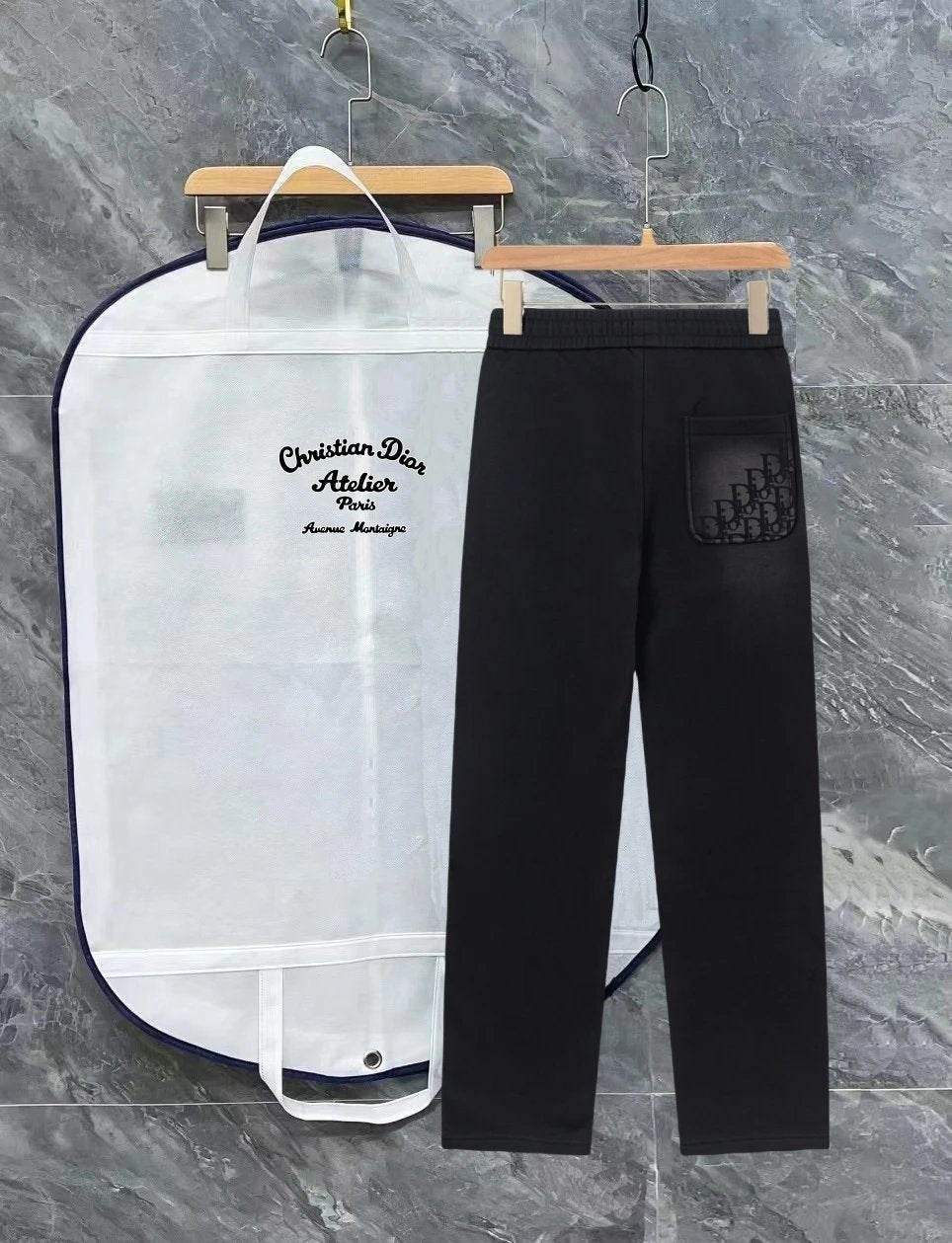 Dior Sweatpants Fleece Lined Thickened Winter Warm Straight Sweatpants Unisex Long Pants