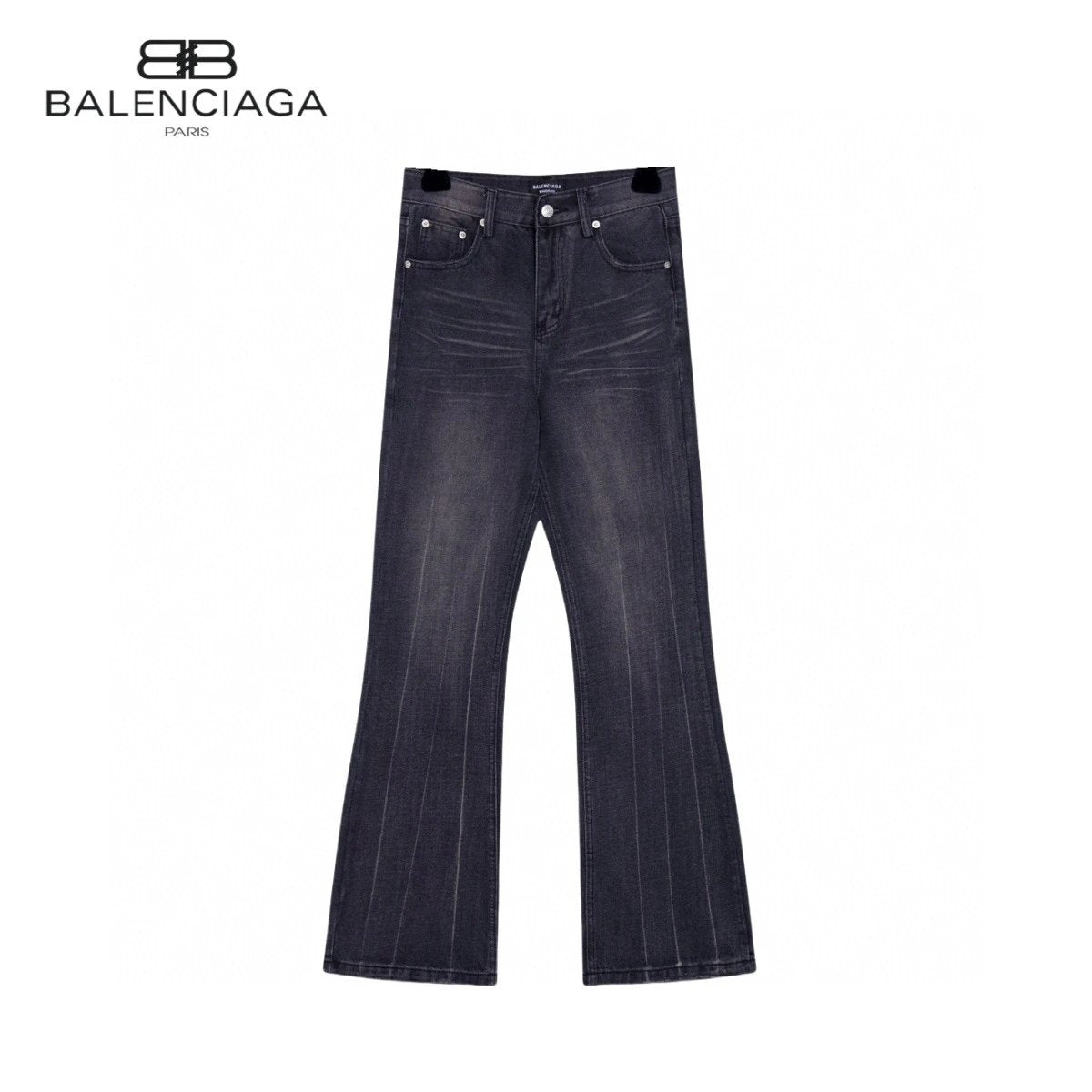 Balenciaga Jeans Three-line Texture logo25ss Spring Summer New Straight Loose Slim Fit Jeans Unisex Long Pants