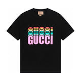Gucci T-shirt Front Chest Shadow Colorful Letter Print logo round Neck Short Sleeve25ss New pure cotton T Unisex T-Shirt OS Loose Fit Base Shirt Top Half Sleeve T-Shirt