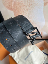 Louis Vuitton LV Belt Top version The Most New Belt4.0cm Men's Belt Metal Buckle Men's Leather Belt with Classic Presbyopic Checkered Belt with Genuine Goods Packaging
