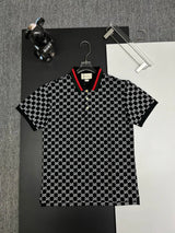 Gucci T-shirt Front Full Print Old Flower logo Printing POLO Shirt Lapel Short Sleeve25ss New Unisex Style OS Loose T Summer Half Sleeve Business Shirt Plus Size T-Shirt