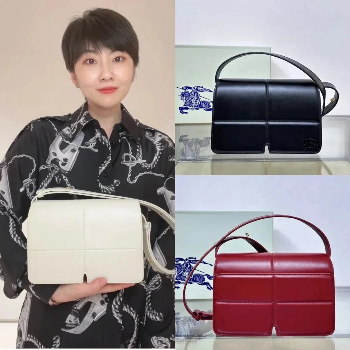 Burberry Women's Bag Top version 【Original Leather High Quality Version】Bajia24New Snipbag Upright Women's Bag Handbag Snip Bag Pillow Bag Messenger Bag Shoulder Bag New Women's Bag
