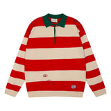 Gucci Sweater Stripes Polo Collar Turn-down Collar Round Neck Sweater Knitwear Long Sleeve Thickened Lazy Style Unisex Loose Knit Top Coat Versatile Casual Wearable Inside and Outside
