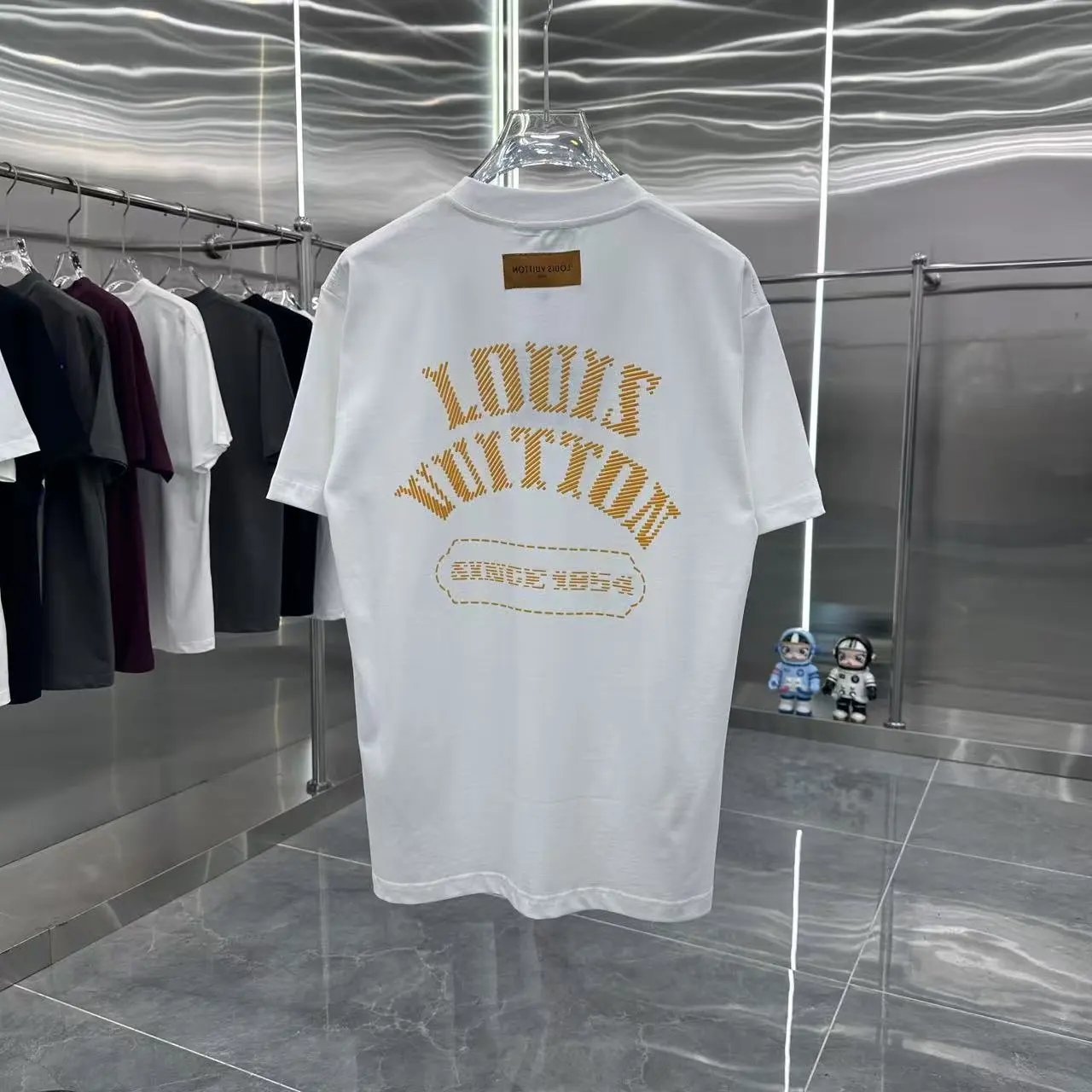Louis Vuitton LV T-shirt Back Flocking White Ink logo round Neck Short Sleeve25ss New Pure Cotton Unisex Style T T-shirt OS Loose Fit Base Shirt Half Sleeve T-Shirt Top Half Sleeve