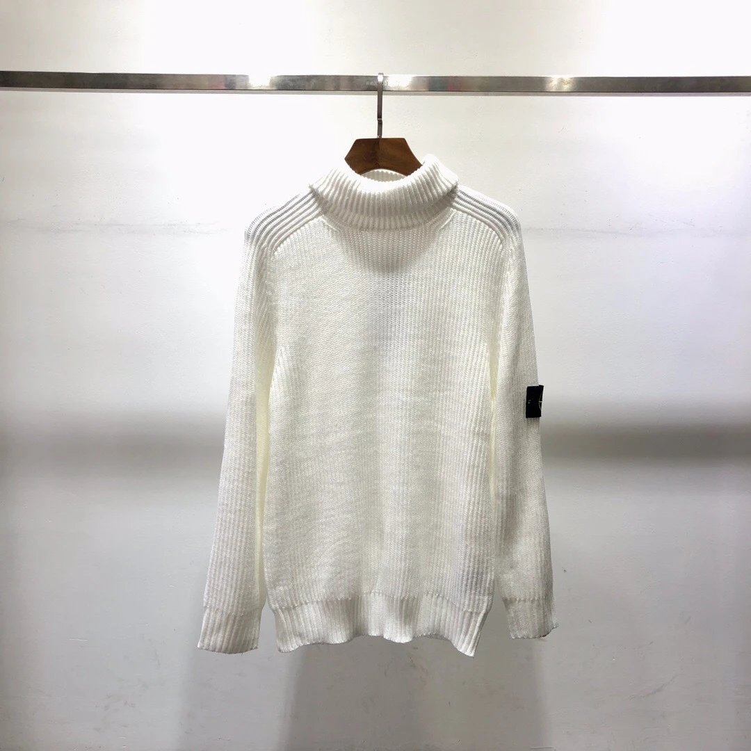 Stone Island Sweater Autumn and Winter New Basic Style Armband Turtleneck Solid Color Knitted Sweater