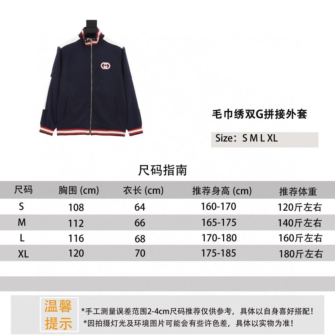 Gucci Jackets Towel Embroidery Splicing Coat Same Style for Men and Women