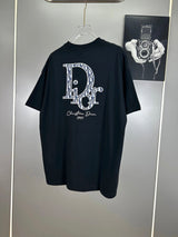 Dior T-shirt Back Embroidered Letters logo round Neck Short Sleeve25ss New pure cotton T Unisex T-Shirt OS Loose Fit Base Shirt Top Half Sleeve T-Shirt