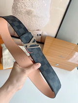 Louis Vuitton LV Belt Top version The Most New Belt4.0cm Men's Belt Metal Buckle Men's Leather Belt with Classic Presbyopic Checkered Belt with Genuine Goods Packaging