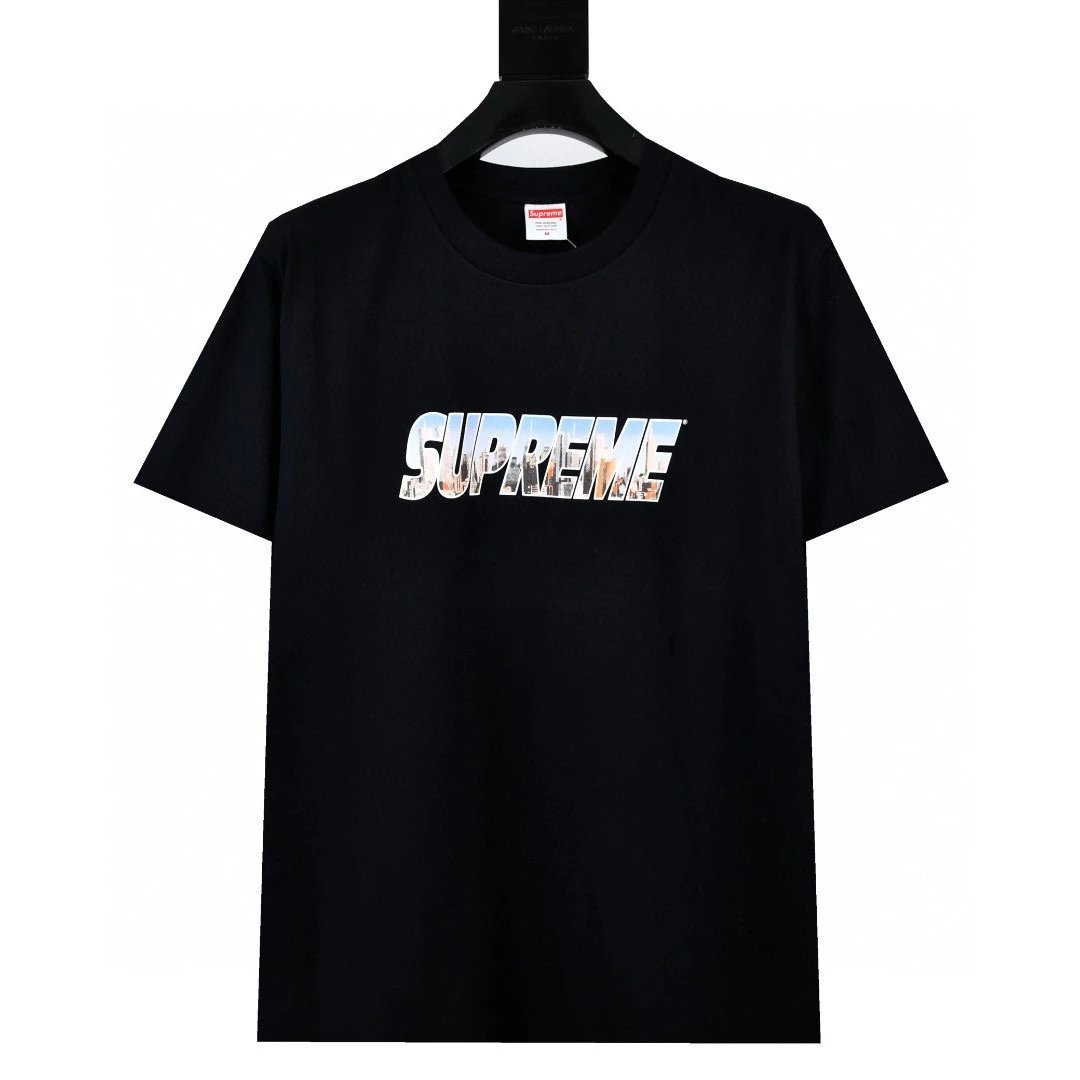 Supreme T-shirt Top Version Counter Same Style Pure Cotton Summer Men's and Women's Same Fashion Loose All-Matching2024New Short Sleeve T T-shirt