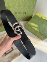 Gucci Belt Top version 【Imported First Layer Cowhide】This Package Is Free, Gucci Belt Double-Sided Head Layer Cowhide Men's Leather Belt Embossed Double G Belt Business Casual Belt Pant Belt3.8Centimeter Wide