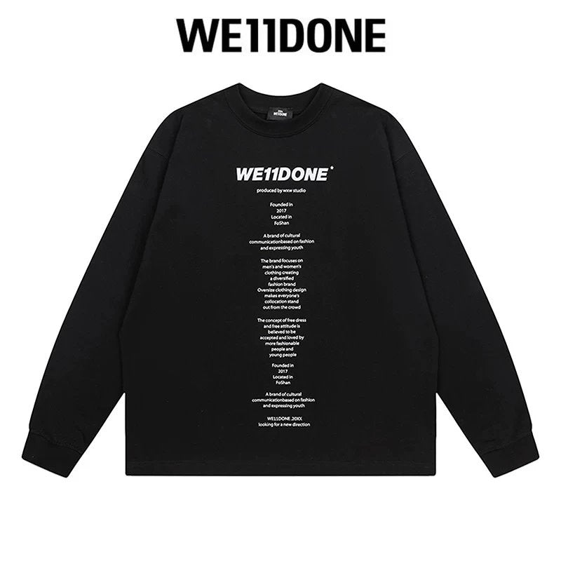 We11done Hoodie Top Version Long Sleeve Loose Couple Spring and Autumn Top Men and Women Fashion T T-shirt