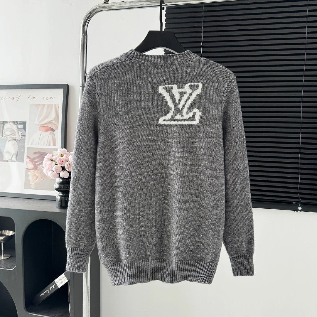 Louis Vuitton LV Sweater Embellished on the chest logo round Neck Sweater25ss Spring New Thickened Long Sleeve Pullover Unisex OS Loose Fit Top Versatile Casual Jacket