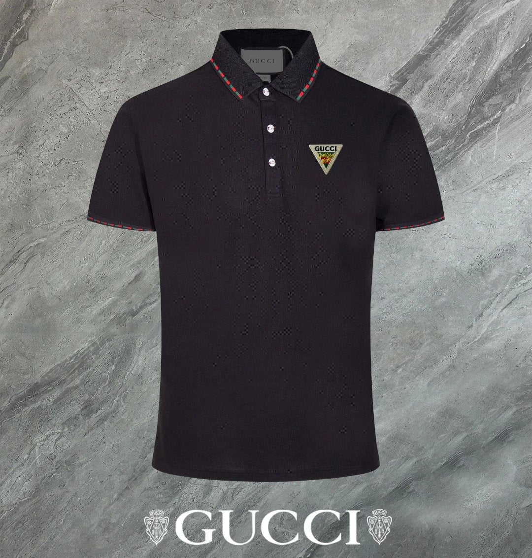 Gucci T-shirt Chest Triangle Letters logoPOLO Shirt Lapel Short Sleeve25ss New Unisex Summer Loose Short Sleeve T Business Commuter Short Sleeve Shirt Plus Size T-Shirt
