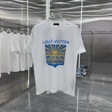 Louis Vuitton LV T-shirt Sun Pattern Print on the Chest logo round Neck Short Sleeve25ss New pure cotton T Unisex T-Shirt OS Drop Shoulder Loose Fit Base Shirt Top T-Shirt Short Sleeve