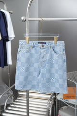 Louis Vuitton LV Shorts Allover Plaid Jacquard logo Denim Shorts Five-Point Pants25ss New Casual Unisex Summer Pants5Casual Sweatpants