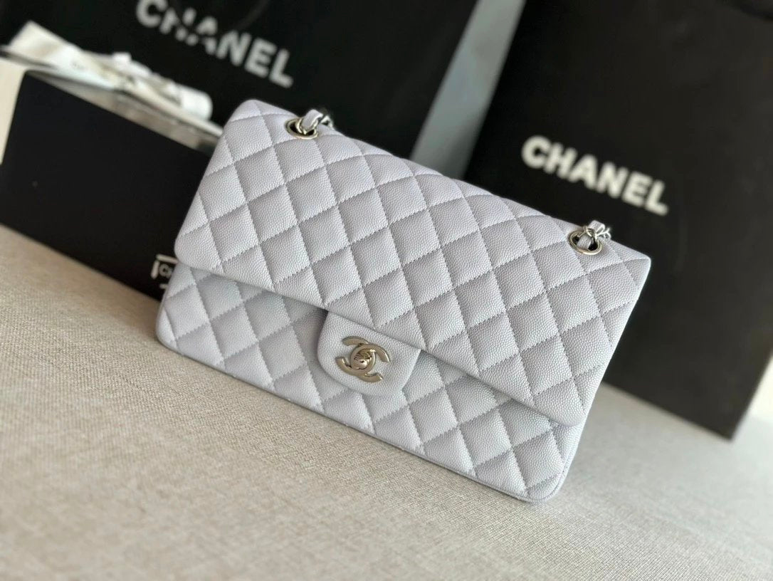 Chanel Women's Bag Top version 【Level Surrogate Shopping】New Classic CF Bag ClassicFlap2.55CF Medium25cm Original Leather Ball Pattern Caviar Diamond Chain Sheepskin Bag Shoulder Messenger Bag Women's Bag1112CF25cm Medium