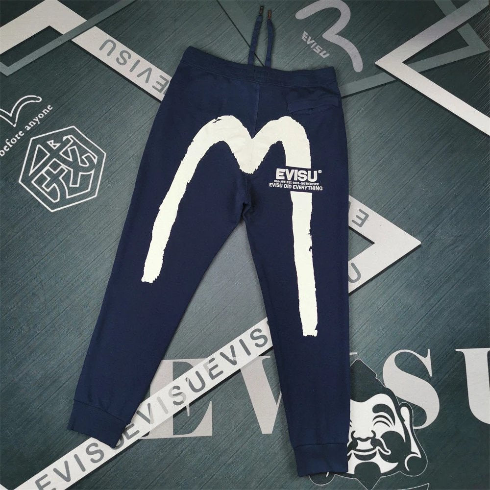 Evisu Sweatpants Top Version Spring and Summer New Men's Graffiti Damo Printed Casual Sweatpants Trousers