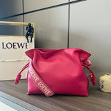 LOEWE Women's Bag Top version 【Original Leather Hardware】23New Flamenco Lucky Bag Clutch Bag Wide Shoulder Strap Lucky Bag Bag Drawstring Bucket Bag Original Napa Cowhide with Same Color Bunny Hanging Ornaments23New Lucky Bag Women's Bag