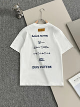 Louis Vuitton LV T-shirt Back Letter Pattern Print logo round Neck Short Sleeve25ss New Pure Cotton Unisex Style T T-shirt OS Loose Fit Base Shirt Half Sleeve T-Shirt Top Half Sleeve