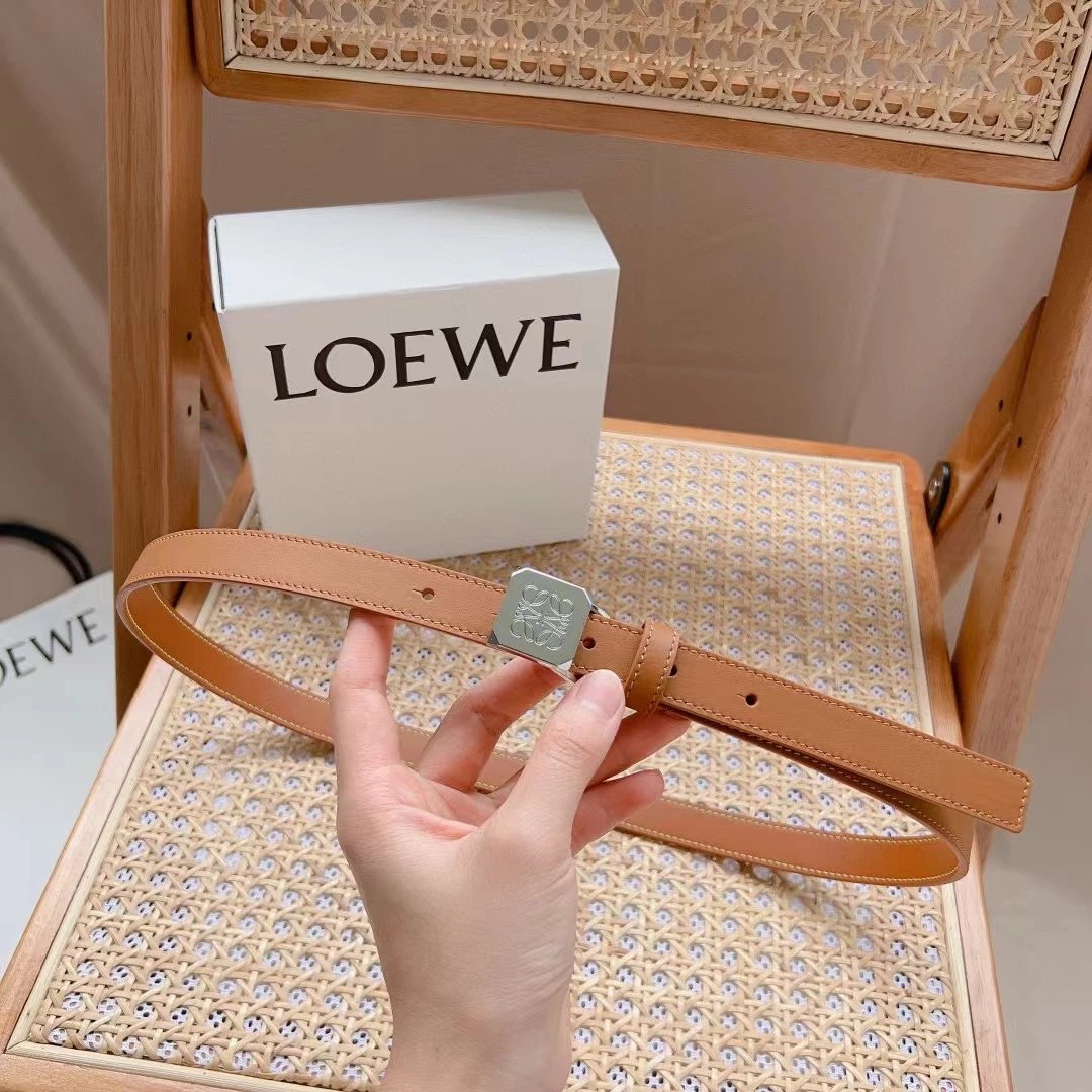 LOEWE Belt Top version 【Original Order】Women's Original Single New Cream Gentle Belt2.0cm Boutique Letter Buckle Official Network Synchronization New Selected Imported First Layer Calfskin New Versatile Detail Line Ladies Belt Counter New Waist Belt Belt