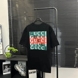 Gucci T-shirt Front and Back Print with Illusion Letters on Chest logo round Neck Short Sleeve25ss New Pure Cotton Unisex Style T T-shirt OS Loose Fit Base Shirt Top Half Sleeve T-Shirt