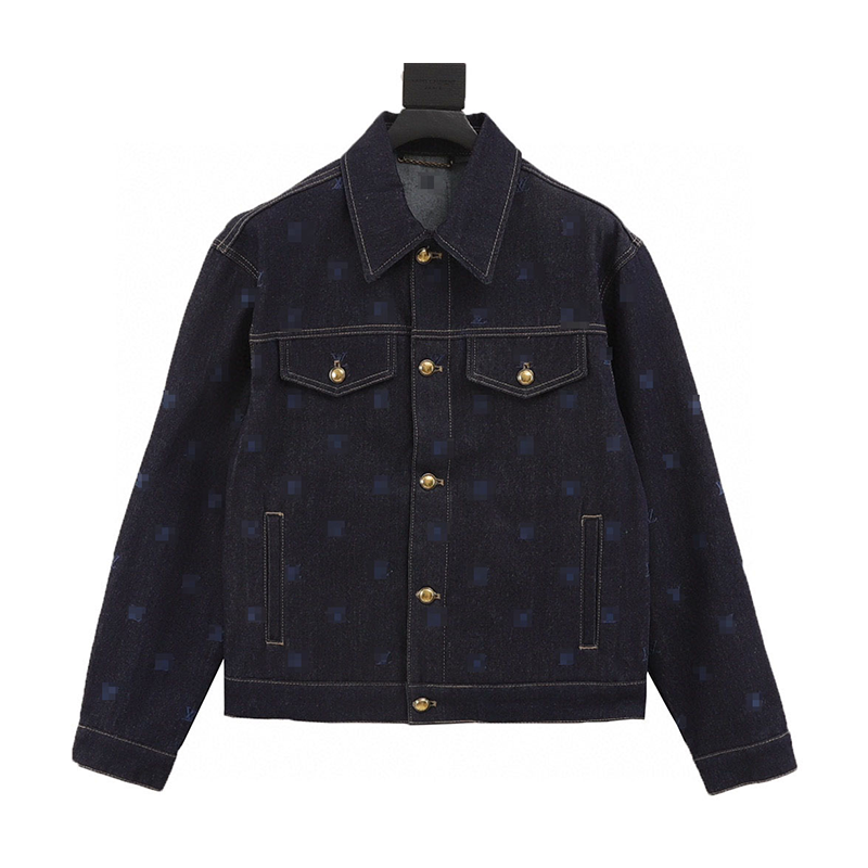 Louis Vuitton LV Jackets 24Style Logo Full Embroidered Blue Denim Coat for Men and Women