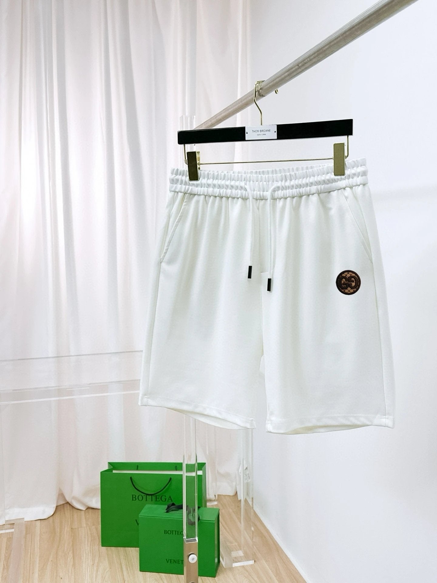 Gucci Shorts Front Body Double G Letter Embroidery logo Five-point Shorts25ss New Drawstring Casual Summer Pants American Style5Two-in-One Casual Sweatpants for Men and Women, Pure Cotton Joggers