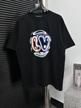 Louis Vuitton LV T-shirt Hand-painted Letter Print on the Chest logo round Neck Short Sleeve25ss New Pure Cotton Unisex Style T T-shirt OS Loose Fit Base Shirt Half Sleeve T-Shirt Top Half Sleeve