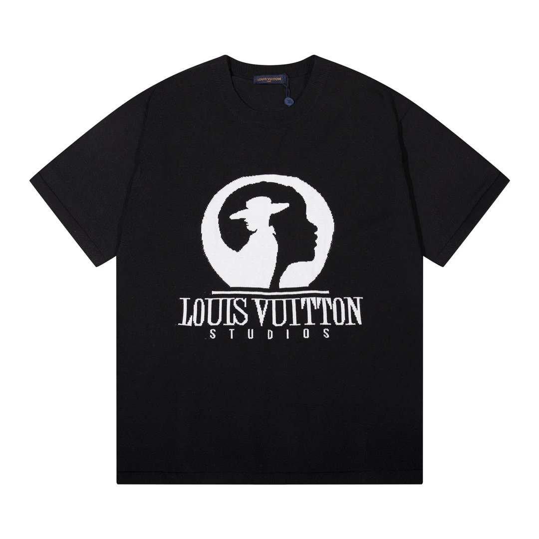 Louis Vuitton LV T-shirt Double-Sided Knit Chest logo round Neck Short Sleeve25ss New Pure Cotton Unisex Style T T-shirt OS Loose Fit Base Shirt Half Sleeve T-Shirt Top Half Sleeve