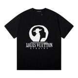 Louis Vuitton LV T-shirt Double-Sided Knit Chest logo round Neck Short Sleeve25ss New Pure Cotton Unisex Style T T-shirt OS Loose Fit Base Shirt Half Sleeve T-Shirt Top Half Sleeve