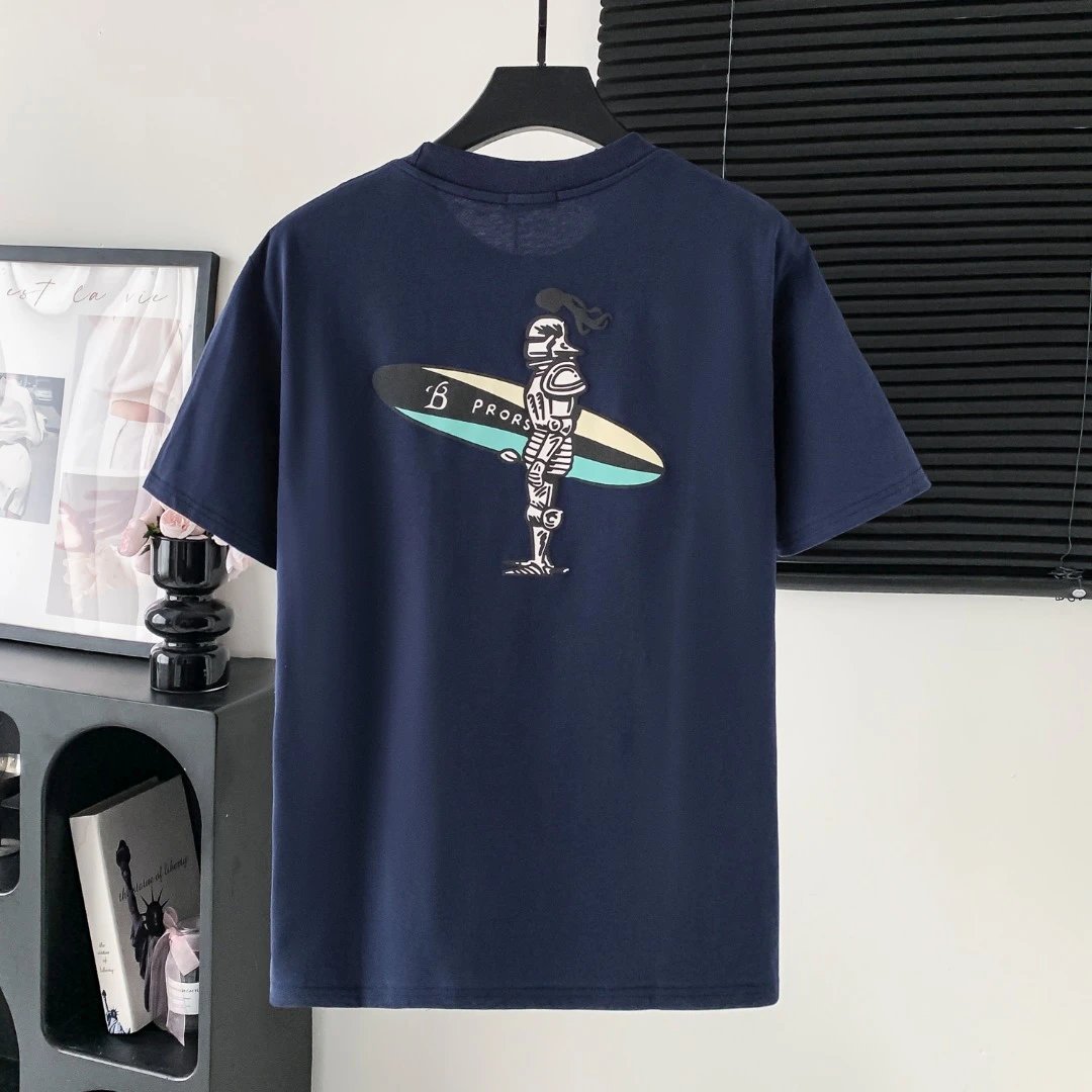 Burberry T-shirt Backside Skateboard Rider Print logo round Neck Short Sleeve25ss New Pure Cotton Unisex Style T T-shirt OS Loose Fit Base Shirt Top Half Sleeve T-Shirt