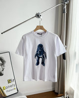Louis Vuitton LV T-shirt Alien Print on the Chest logo round Neck Short Sleeve25ss New Pure Cotton Unisex Style T Casual T-Shirt Base Layer Shirt OS Loose Fit Half Sleeve Top Plus Size