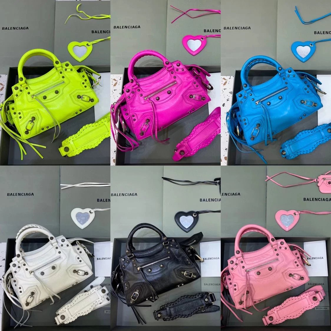 Balenciaga Bag Top version 【High Version Surrogate Shopping】2022New Latest Neocagole Motorcycle Bag Oil Wax Leather Genuine Leather Bag Backpack Shoulder Bag Crossbody Bag Rivet Diamond Motorcycle Bag Handbag Tote Bag