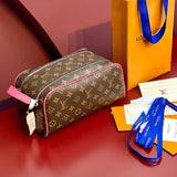 Louis Vuitton LV Wallets/Clutches Top version 【Top with High Version】【LockerDoppKit Toilet Bag】M83112Flower(Silk Screen)Black Color Wash Bag DOPP Toilet Bag/Cosmetic Bag Men's and Women's Bags Handbag Presbyopic M83112Black Flower Wash Bag Large M12641