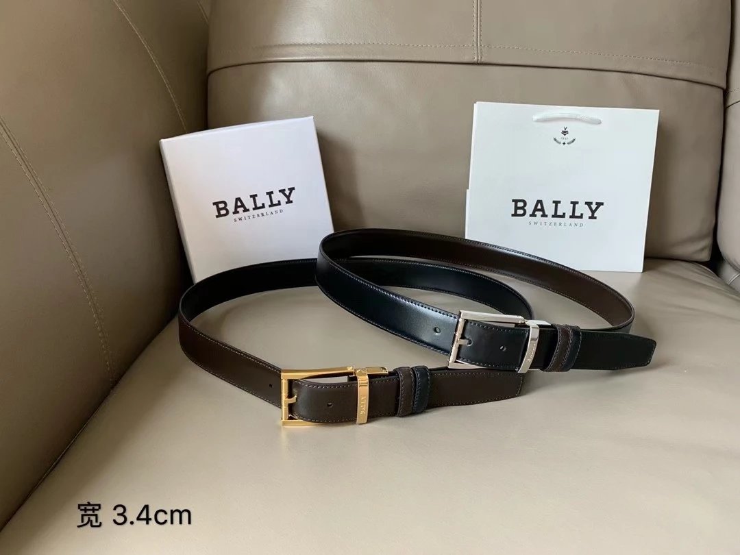 Bally Belt Top version Original Single Belt Counter New Men's Double-Sided Casual Business Belt Wide3.4cm Double-Sided Head Layer Cowhide Belt First Layer Cow Leather Belt Men and Women Business Casual Belt Belt Men's Leather Belt